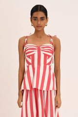 Oceane Top - Poppy Stripe