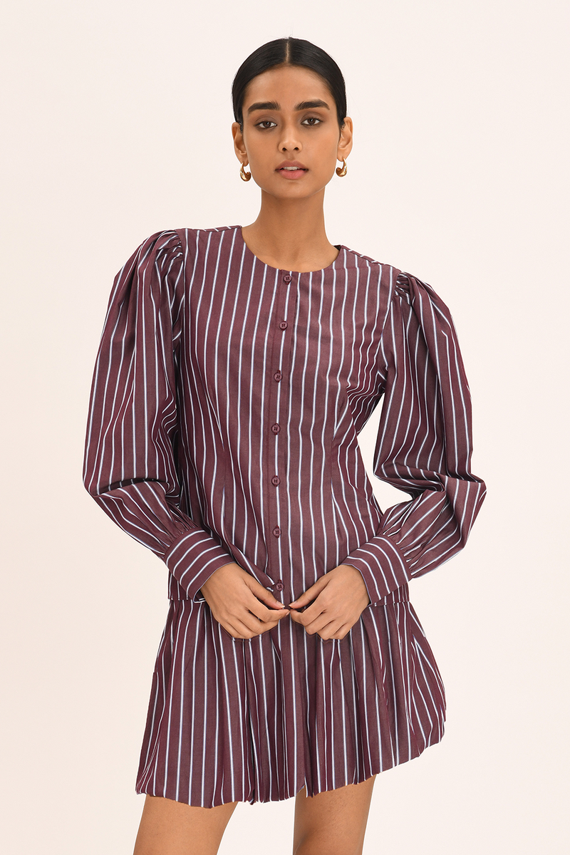 Ines Blouse - Merlot Stripe