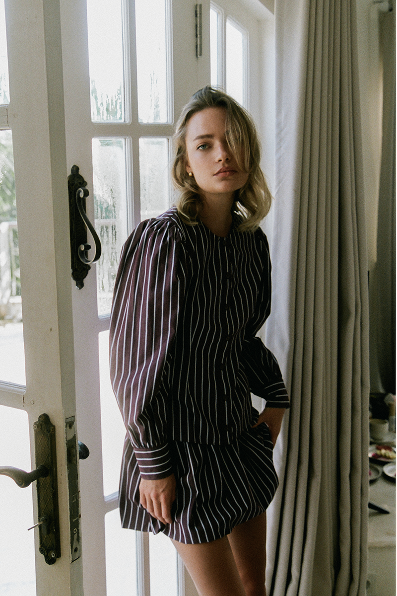Ines Blouse - Merlot Stripe