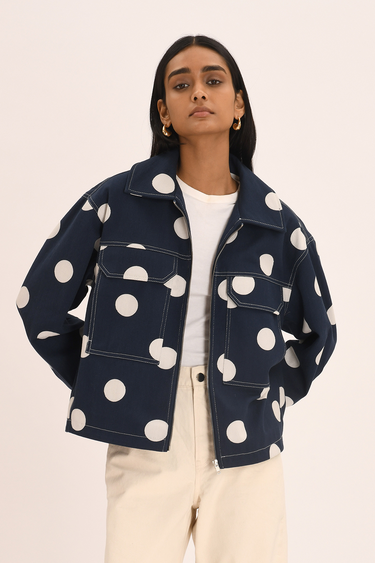 Zelie Jacket - Navy Polka