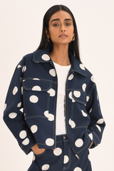 Zelie Jacket - Navy Polka