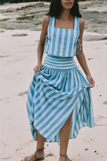 Giselle Skirt - Lagoon Stripe - steele label