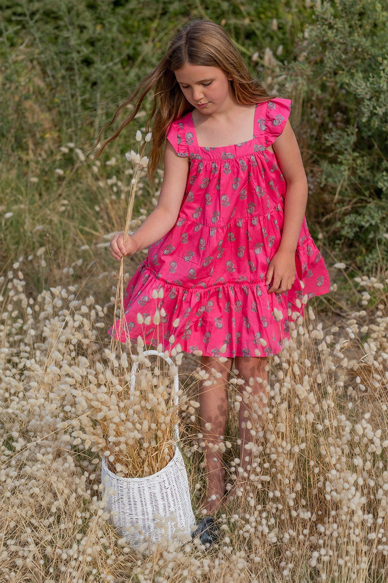 Kids Daisy Pink Dress - Pink Oleander - steele label